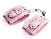 Pink håndleds manchetter i plys og læder